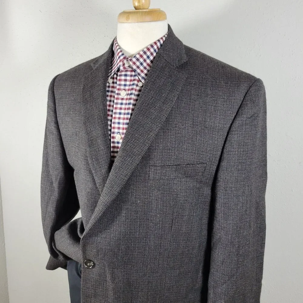 Chaps Men's Tweed Sport‎ Coat Blazer Two Button Brown Wool Size 46L